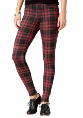 Leggings Denim Original Tono Negro y Rojo Cuadros Talla Extra Pequeña U16471 Foto 1 de 2