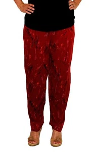 WeBeBop Women Easy Pants Crinkle Rayon Red Elastic Waist Plus 0X 1X 2X 3X 4X - Picture 1 of 2