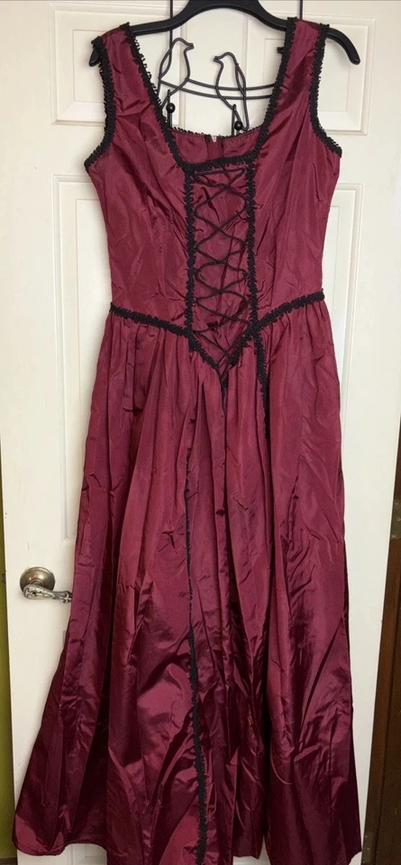Vtg Subterranea Long Gown Victorian Gothic Burgundy Dress Size Large - Image 1 of 4