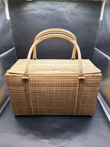 Bag, Tote, MCM Brown and Beige Plaid - Picture 1 of 22