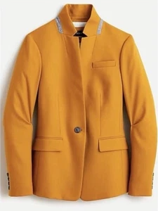 J Crew Womens Sz 4 Regent Blazer Lined Wool Mustard Career Travel Party Casual - Picture 1 of 8