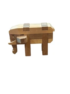 Japanese Kumiki “Joining Wood Together" Interlocking Wooden Elephant Puzzle - Picture 1 of 5