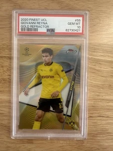 2020-21 Topps Finest UEFA UCL Giovanni Reyna Gold Refractor #2/50 PSA 10 - Picture 1 of 2