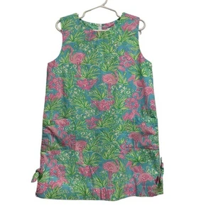 Lilly Pulitzer Girls Flamingo Shift Dress size 6X Sleeveless Multicolor - Picture 1 of 9