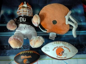 Vintage NFL Cleveland Browns Teddy Bear, Helmet Plush, Two Decorative Footballs - Picture 1 of 9
