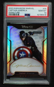 🌟 CAPTAIN AMERICA - 2023 Kakawow Disney 100 Marvel Signature AUTO /100 - PSA 10 - Picture 1 of 2