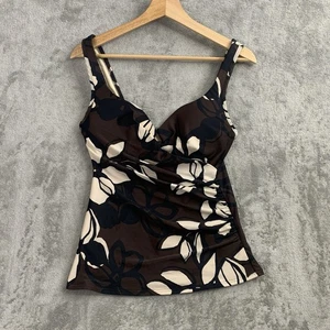 Costume da bagno donna Miraclesuit Tankini taglia 10 marrone floreale Myrra ferretto reggiseno top - Foto 1 di 8