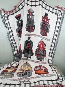 Manta de tiro de tren Goodwin Weavers de colección EE. UU. locomotora arte ferroviario - Imagen 1 de 9