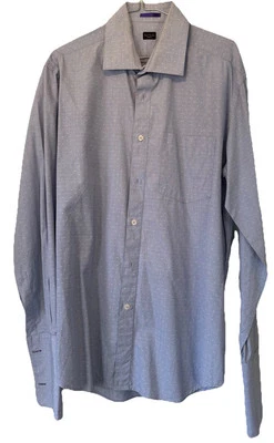 Paul Smith Shirt 17” Collar. Blue with White Polka Dots. Double cuffs. - Image 1 of 4