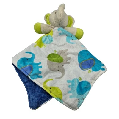 Mantas & Beyond Verde Azul Blanco Elefante Bebé Manta de Seguridad Nunu Foto 1 de 4