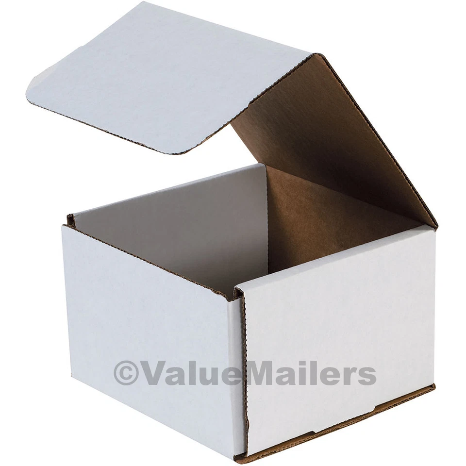 100 - 7x7x6 White Corrugated Shipping Packing Moving Box Boxes Mailers - Image 1 of 2