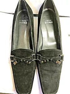 Stuart Weitzman Wmn Black Suede Silver Hardware Kitten Heel Pumps Shoe Size 7,5 - Picture 1 of 6