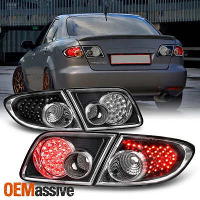 Compatível com 03-08 Mazda Mazda 6 Sport JDM preto lanternas traseiras Full LED 4 peças com porta-malas - Imagem 1 de 4