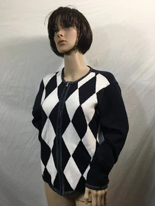Cardigan donna maglione Emma James Liz Claiborne zip diamantata taglia media - Foto 1 di 6