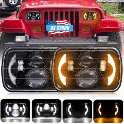 Faros LED de haz alto/bajo DRL para KIA Sportage 1995-2006 Rio 2 piezas DOT 7x6" pulgadas Foto 1 de 4