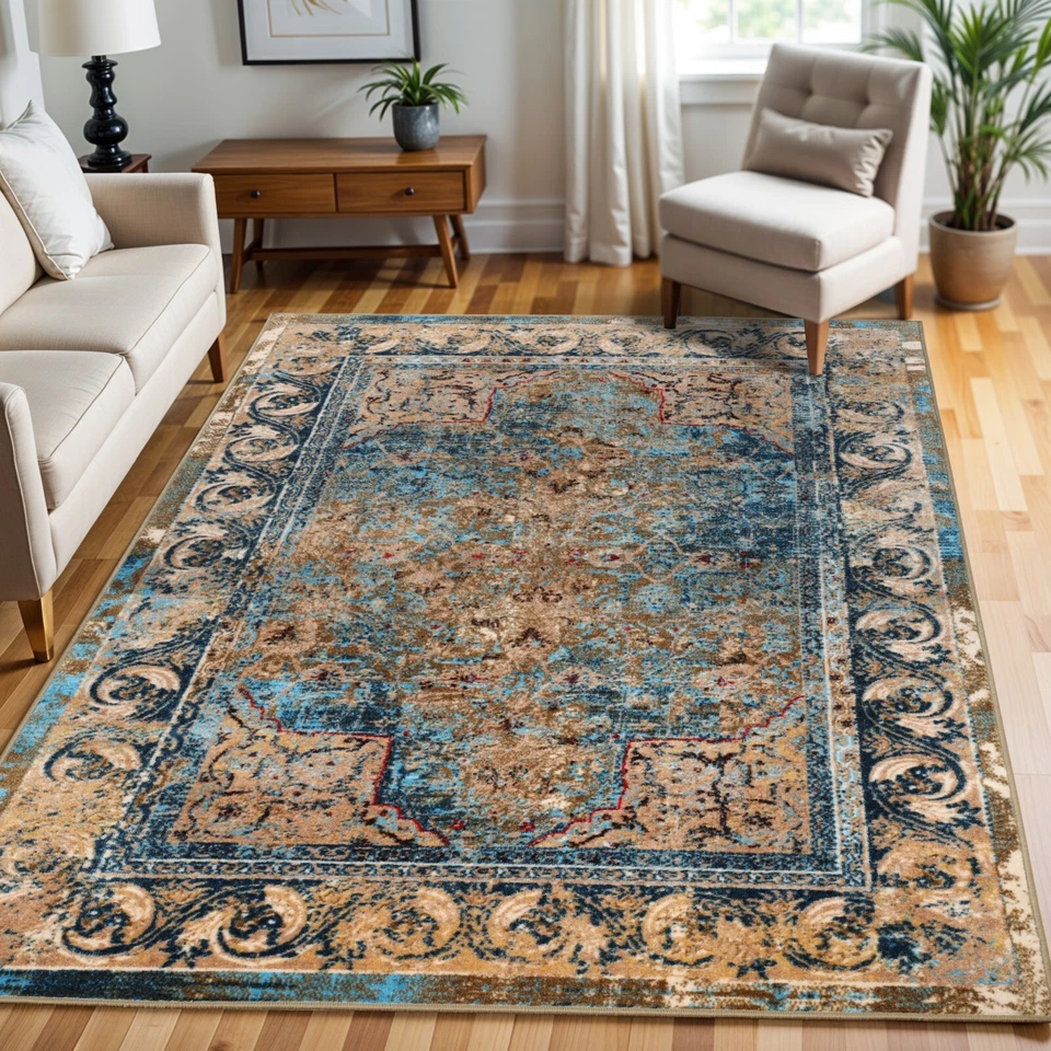 Designer Angeles Traditional Washable Large Area Rugs Or Runner Rug Or Door Mat - Image 1 of 4