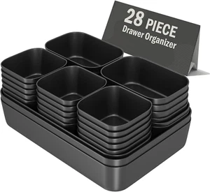 Plastic Drawer Organizers, 28 PCS Drawer Organizer Bins, Bathroom and Vanity Org - Picture 1 of 12