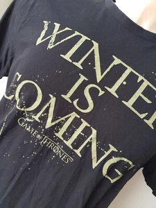 Game of Thrones Men's Boys Black Gold print Medium walking running sport Tshirt - Foto 1 di 3