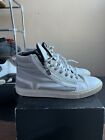 Versace White Leather Hi-Top Double Zip Sneakers W/Box Men's Size 44 *Euc*