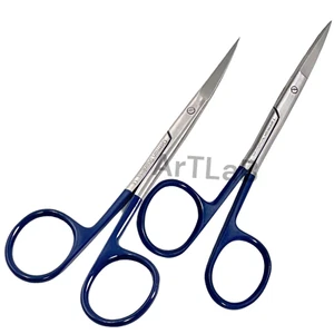 Set Of 2 - Iris Dissecting Surgical Scissors 4.5" Sharp/Sharp Curved+Straight - Picture 1 of 16