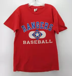 VINTAGE Texas Rangers Shirt Men Medium Red Champion Baseball 90s Graphic T Tee - Picture 1 of 10