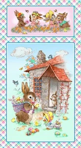 Henry Glass Bunny Tails - Bunnies 24" Panel Cotton Fabric - Picture 1 of 1