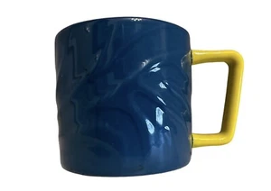 Starbucks Summer 2021 Blue Zebra Ceramic Mug 12 OZ Yellow handle EUC - Picture 1 of 7