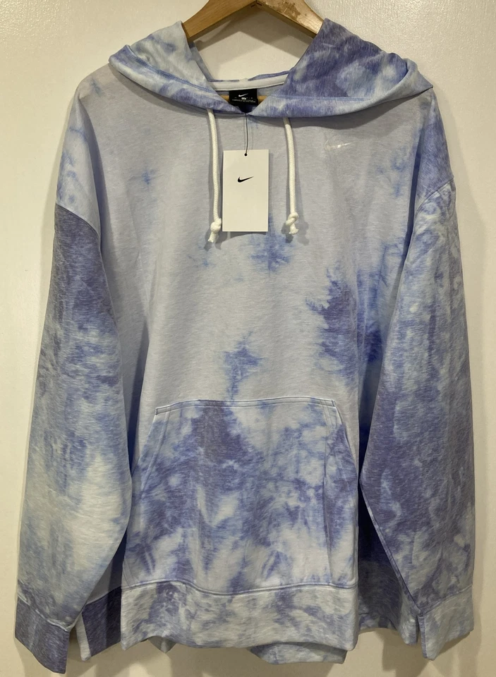 Nike Womens Icon Clash Hoodie 1X Blue Tie Dye Training Pullover Lightweight