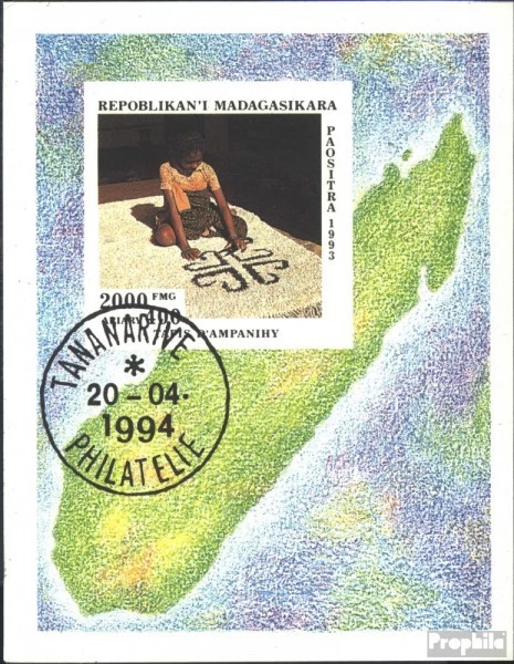 Madagascar bloque 255 (edición completa) usado 1994 artesanías Foto 1 de 1