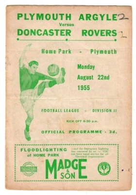 Plymouth Argyle v Doncaster Rovers - 1955-56 Division Two - Football Programme - Image 1 of 4