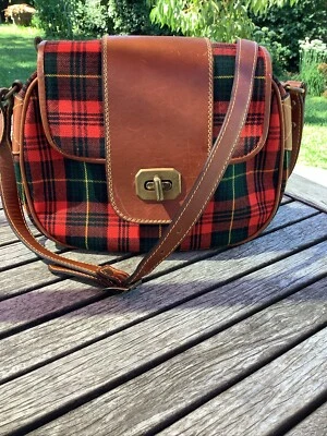 Vintage Luigi Tasselli Italy Tartan Leather Wool Crossbody Purse Quite Luxury - Image 1 of 4