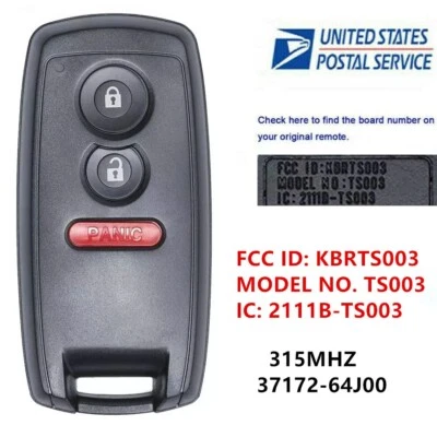Replacement for Suzuki Grand Vitara SX4 3 Button Smart Key Remote Fob KBRTS003 — 第 1/4 张图片