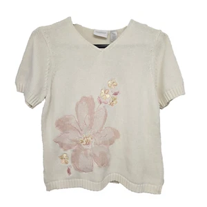 Liz Claiborne Gr. Petite M Kurzarm Pullover Pulli Baumwolle Cottagecore - Bild 1 von 8
