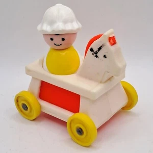 Vintage Fisher Price Little People Nursery Baby & Orange Riding Horse - Picture 1 of 7