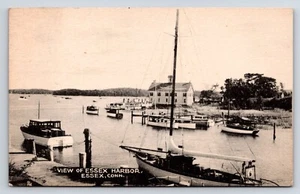 Postcard View of Essex Harbor, Essex, CT Sailboat  Docks Canoes Boathouse - Picture 1 of 2