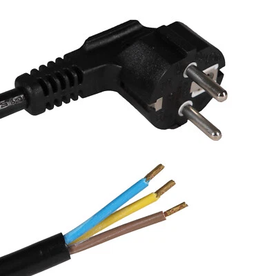 H4L Anschlussleitung Anschlußkabel Schukostecker Schwarz 3x1,5 Länge 1,5m 230V Kabel