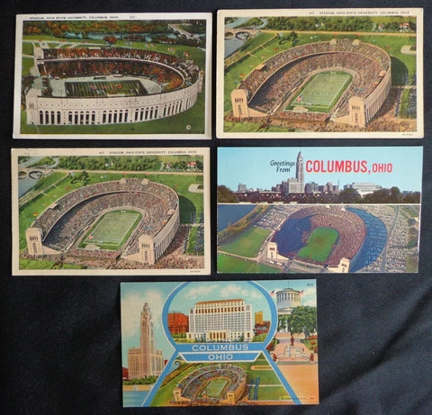 Lot of (5) 1930's Postcards Ohio State University Stadium Columbus, OH 176179 Cover