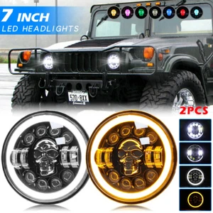 Pair 7" LED Headlights For Hummer Humvee m998 LMTV BMY M1045 M1078 M925 M35a2-2 - Picture 1 of 13