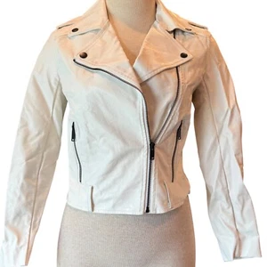 Chaqueta de moto Superdown de cuero sintético blanca con cremallera XS - Imagen 1 de 8