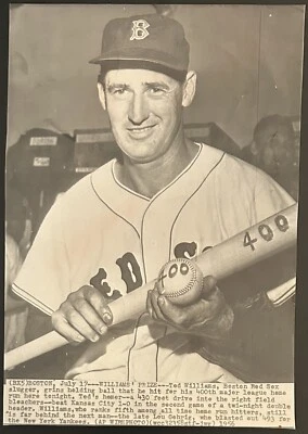 1956 Photo-Boston Red Sox Ted Williams Hits HR #400 vs Kansas City A's - Image 1 of 2
