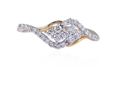 Pave 1/2 Carats Ronde Brillante Naturel Diamants Fiançailles Bague 18K Or jaune - Photo 1/4