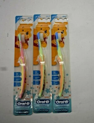3 escovas de dentes Oral-B bebê 0-3 Disney Winnie the Pooh & Tigger cerdas extra macias - Imagem 1 de 4