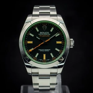 👑 Rolex Milgauss ⚫ Black Dial 🟢 Green Crystal 116400GV Complete Set Box Papers - Picture 1 of 14