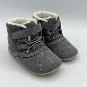 Surprize by Stride Rite Baby Boys 12-18 Months Gray Crispin Faux Fur Lined Boots - Picture 1 of 9