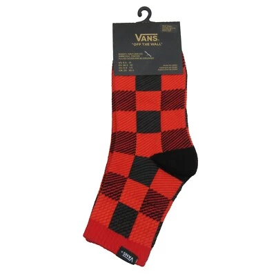 Vans Checkered Plaid Half Crew Socks Women's Size 6.5-10 Red Black (1 Pair) NEW - Image 1 of 4