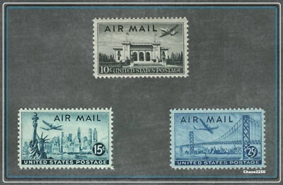 Scott #C34 C35 C36 PanAm-NYC-Bay Bridge (Air Mail Set of 3) 1946-47 MNH Singles - Image 1 of 2