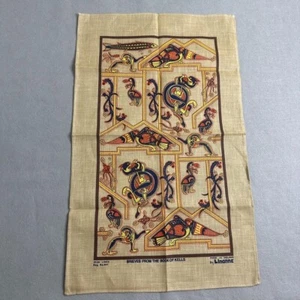 Brieves from the Book of Kells Irish Linen Tea Dish Towel by Linanne Vintage New - Picture 1 of 1