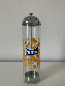 Vintage Fanta Soda Glass Straw Dispenser VGC Nice Chrome Damaged Logo - Picture 1 of 9