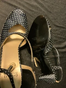 Charles Jourdan Damenschuhe mit gepunktetem Absatz und Riemchen Größe 7,5 Plateau schwarz - Bild 1 von 10