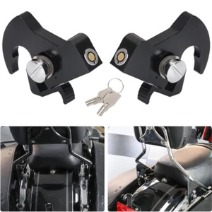 Locking Detachable Latch Kit For Fit Harley Touring 84-23 Sissy Bar Luggage Rack - Picture 1 of 10